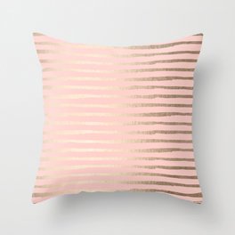 Abstract Stripes Gold Coral Light Pink Throw Pillow