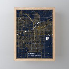 Bakersfield City Map of California, USA - Gold Art Deco Framed Mini Art Print