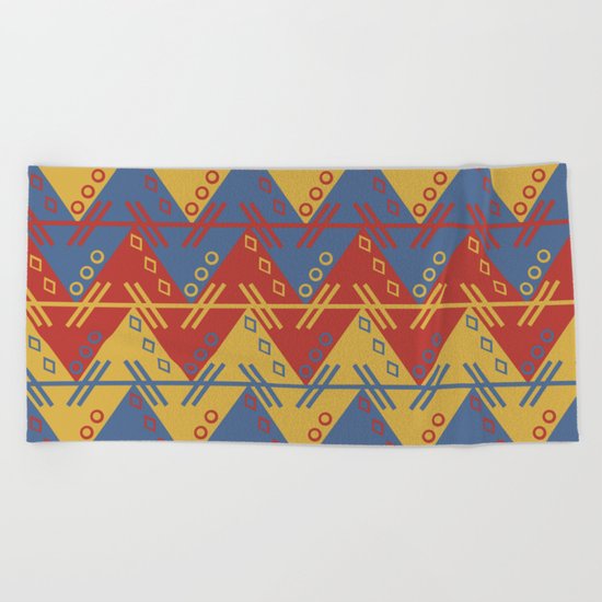 Tribal Zigzag Line Pattern Beach Towel