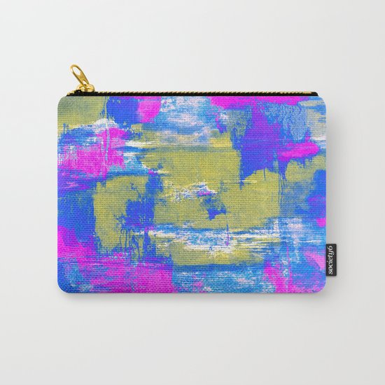 Just Relax - Abstract, pink, blue and yellow painting Carry-All Pouch