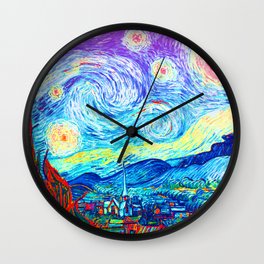 Psychedelic Starry Night Abstract Van Gogh Wall Clock