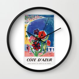 1947 FRANCE Cote d'Azur Travel Poster Wall Clock