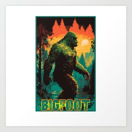 Sasquatch T-Shirt Bigfoot Colorful Tee Bigfoot Shirt Funny Gift Art Print