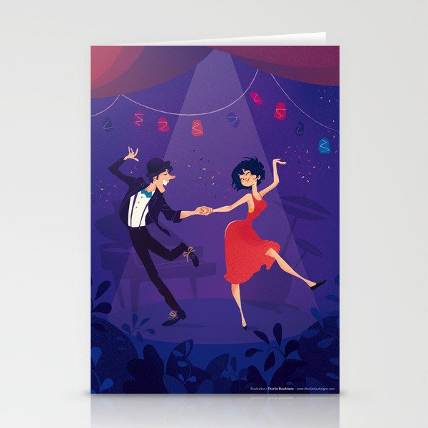 Dancing night couple Stationery Cards