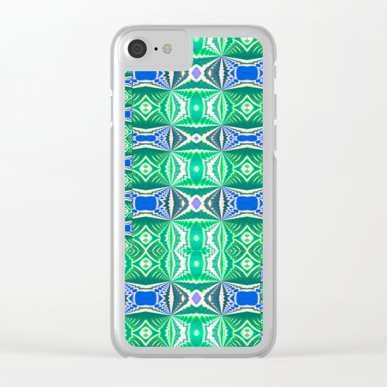 Green Mosaic Clear iPhone Case