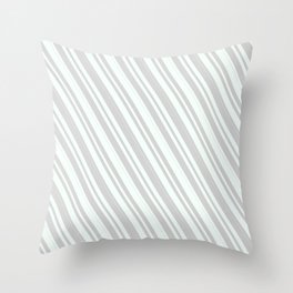 [ Thumbnail: Mint Cream and Light Gray Colored Stripes/Lines Pattern Throw Pillow ]