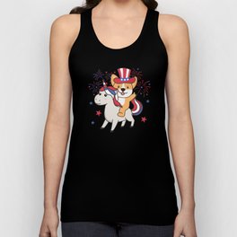 Corgi With Unicorn For The Fourth Of July Unisex Tank Top