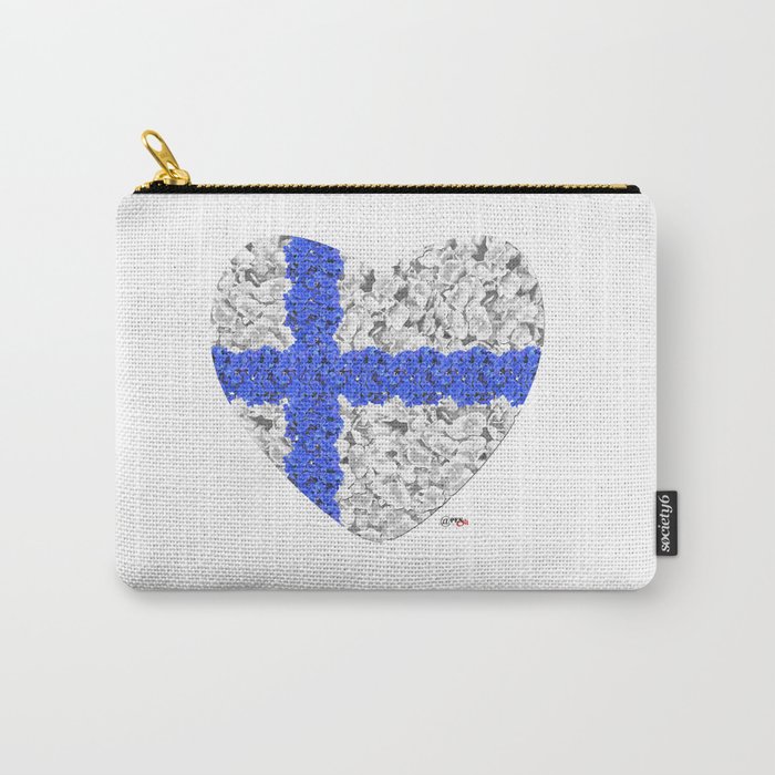 Floral heart-shaped national flag of Finland Carry-All Pouch