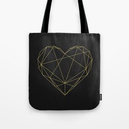 Geometric Gold Heart Tote Bag