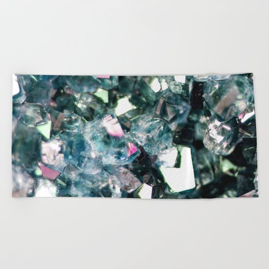 Geode Crystal Turquoise Pink Quartz Beach Towel