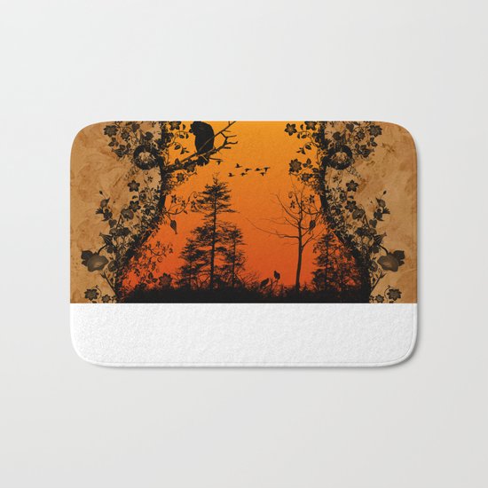 Trees and birds Bath Mat