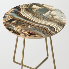 White Gold Agate Abstract Side Table