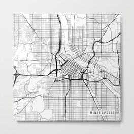 Minneapolis Map, USA - Black and White Metal Print | Abstract, Black and White, Pattern, Illustration 