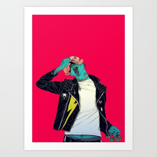 Removing the mask Art Print
