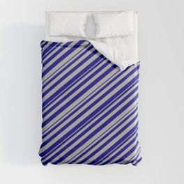 [ Thumbnail: Dark Blue and Grey Colored Lines Pattern Duvet Cover ]