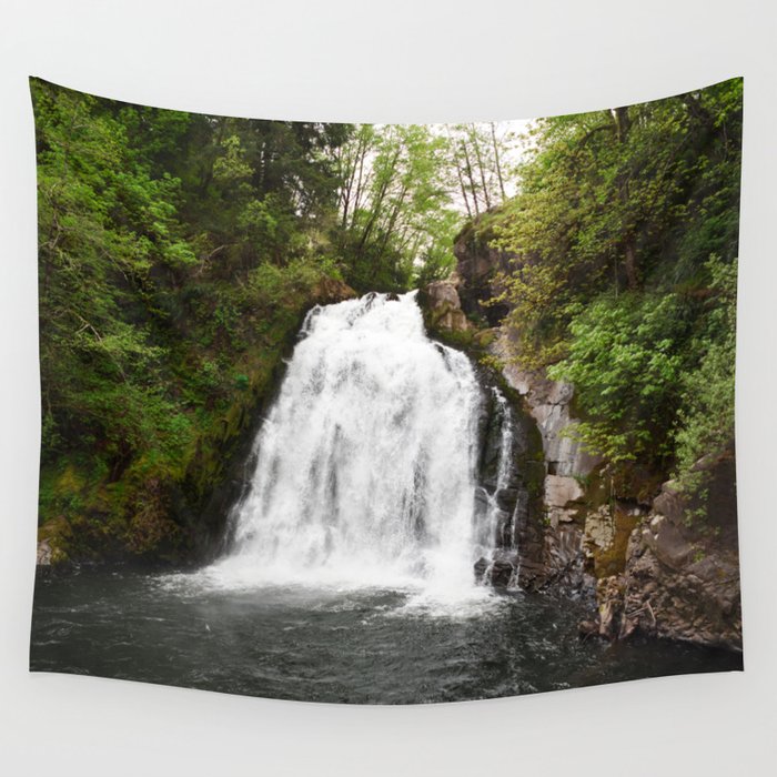 Young's River Falls Waterfall Oregon Pacific Northwest Forest Landscape Outdoors Hiking Travel Wall Tapestry
