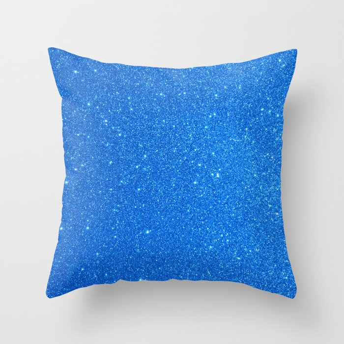 Blue Zircon December Capricorn Birthstone Shimmery Glitter Throw Pillow