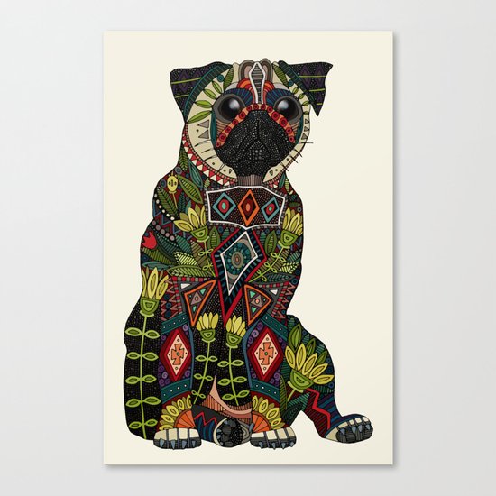 pug love ivory Canvas Print