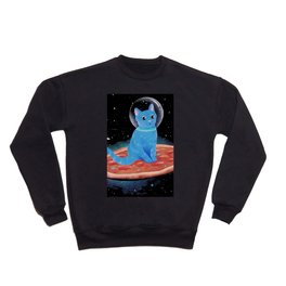 Cat Ride A Pizza Ship on Space Crewneck Sweatshirt