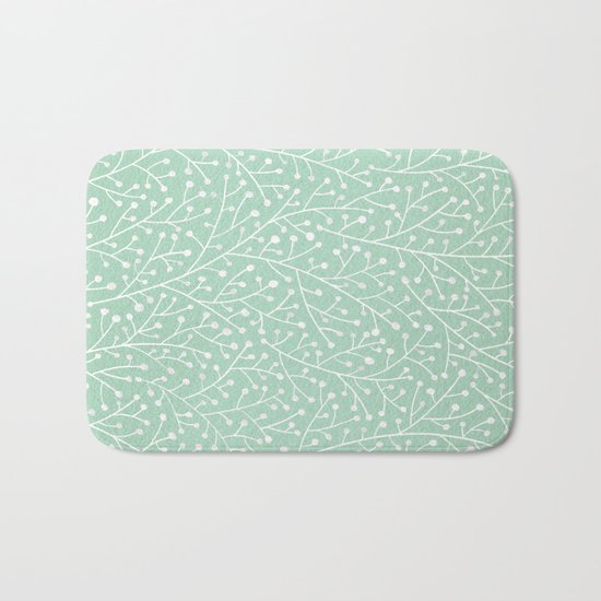 Mint Berry Branches Bath Mat