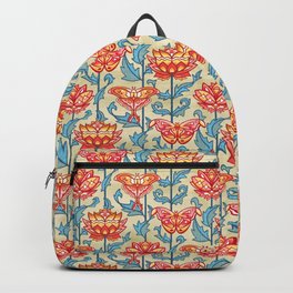 Mid-Century Moth Damask On Gold Backpack