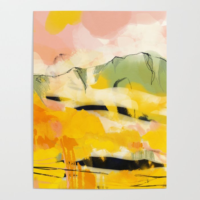 landscape abtract - paysage jaune Poster