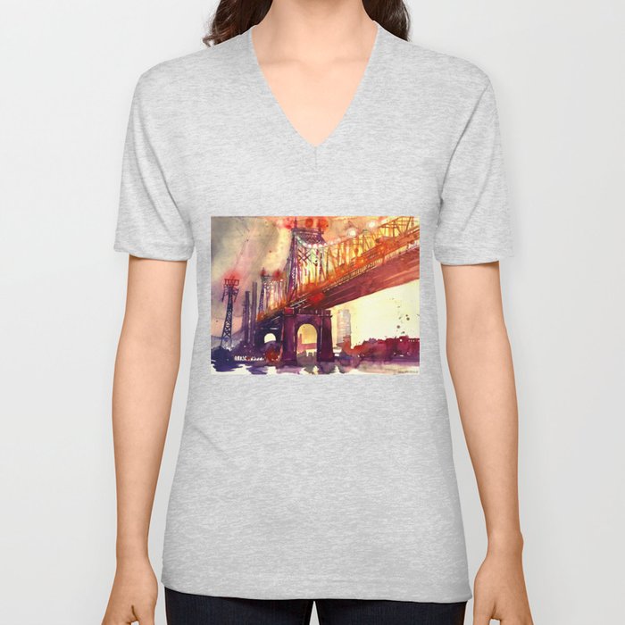 Queensboro Bridge V Neck T Shirt