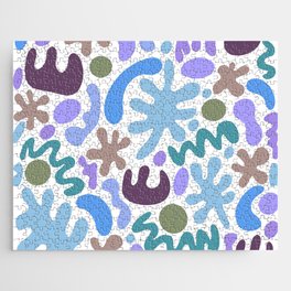 Squiggly Summer Leaves - blue purple Jigsaw Puzzle