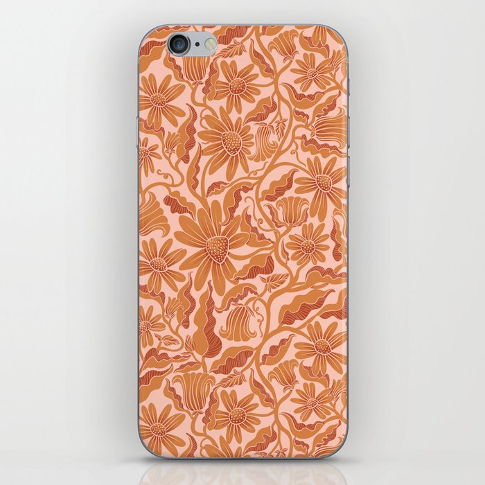 Monochrome Florals Orange iPhone Skin