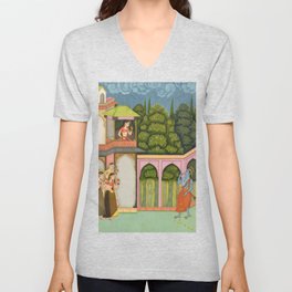 Krishna Approaches Radha - 17th Century Classical Hindu Art V Neck T Shirt