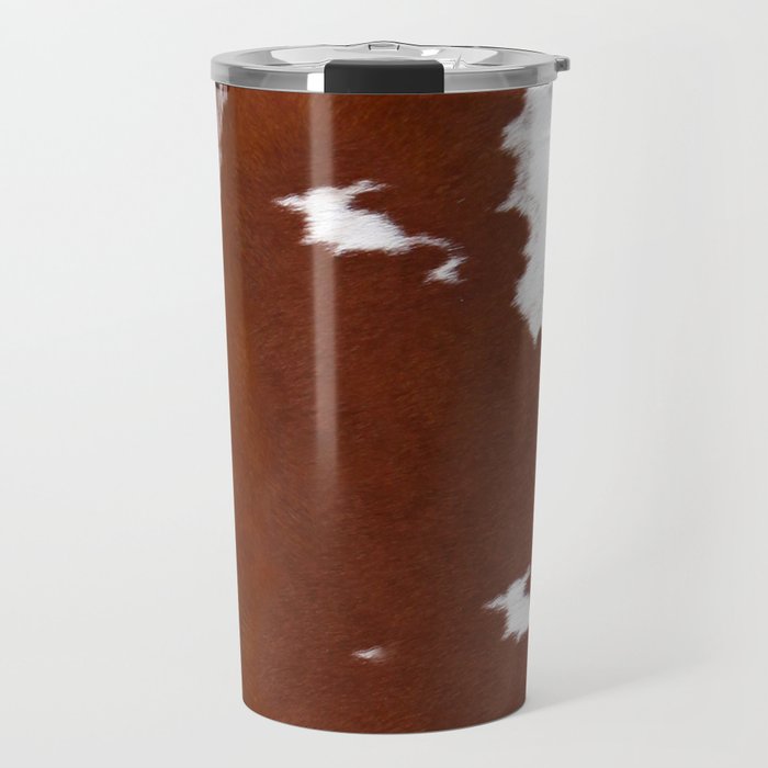 Leather Brown Cowhide Print Travel Mug