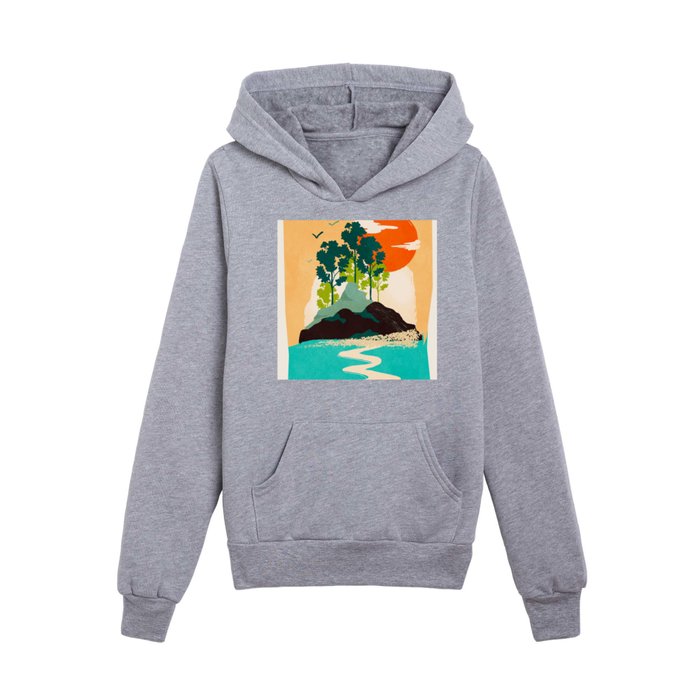 Island Sunset  Kids Pullover Hoodie