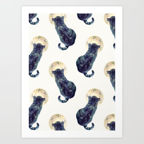 Kitten and Saucer (Pattern) Art Print