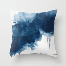 Where does the dance begin? A minimal abstract acrylic painting in blue and white by Alyssa Hamilton Throw Pillow