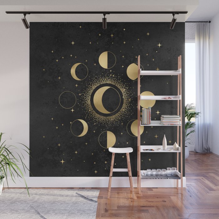 Gold Moon Phases  Wall Mural