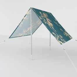Exotic Flower Art in Teal and Copper Sun Shade