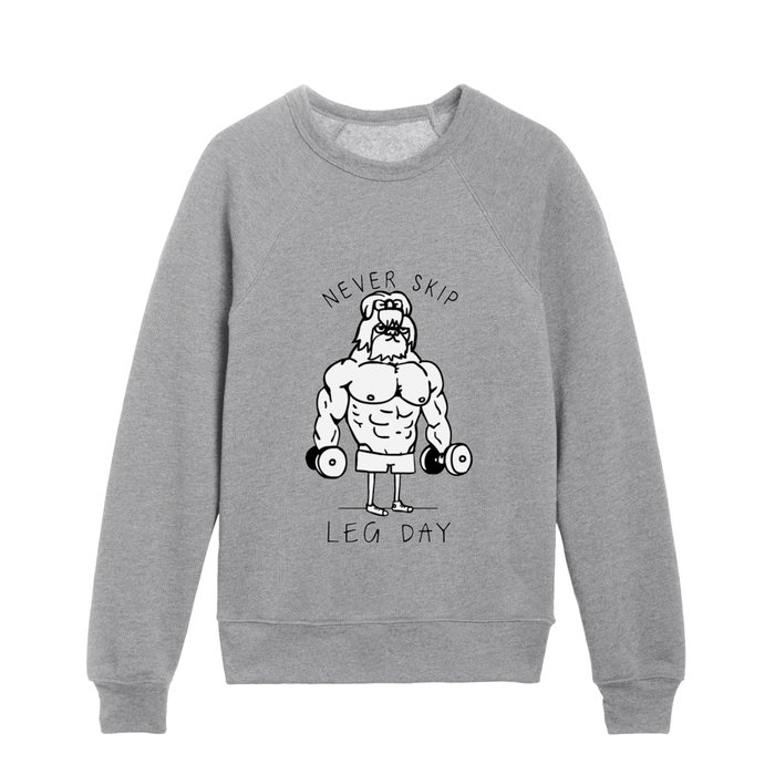 Never Skip Leg Day Shih Tzu Kids Crewneck