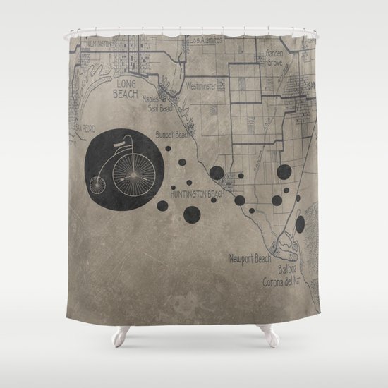Bike Map Shower Curtain