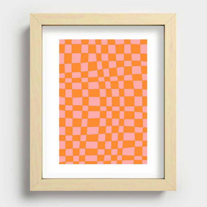 pink&orange checkered pattern Recessed Framed Print