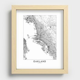 Oakland White Map Recessed Framed Print