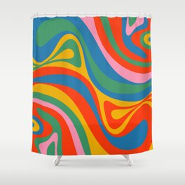 New Groove Retro Swirl Colorful Rainbow Abstract Pattern Shower Curtain