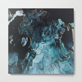 Black Marble Metal Print | Stone, Texture, Nature, Paint, Water, Elements, Painting, Interpretation, Waves, Abstract 