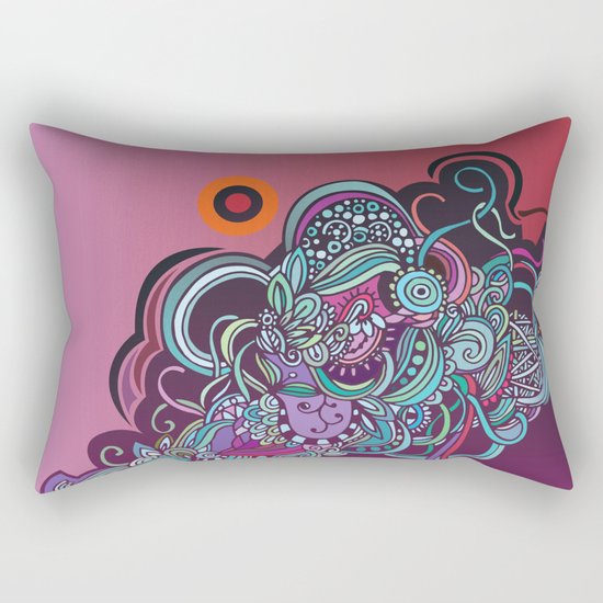 Detailed diagonal tangle, pink and purple Rectangular Pillow