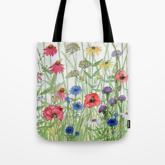Watercolor of Garden Flower Medley Tote Bag