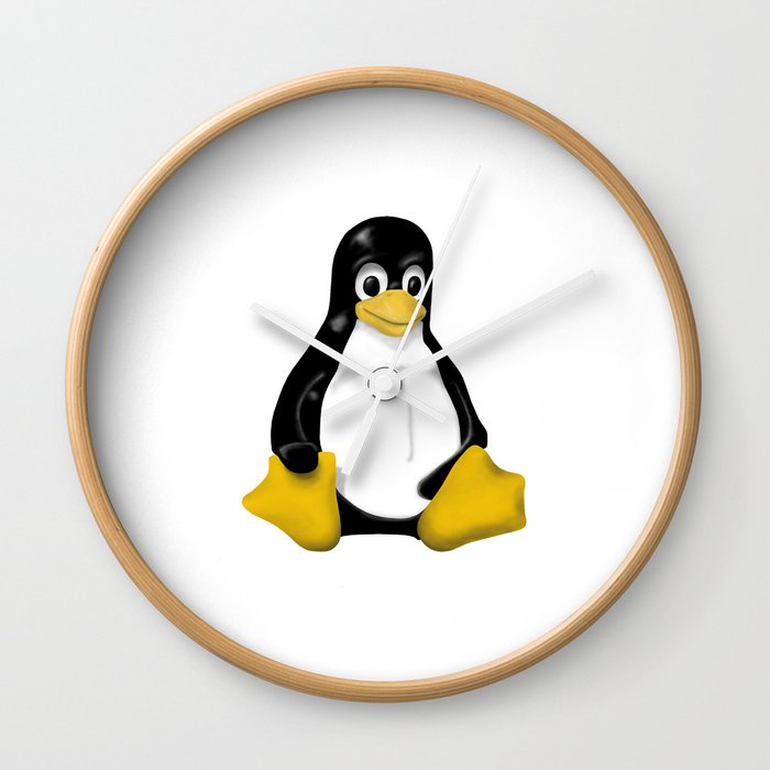 Contra Siting Linux Tux Penguin Wall Clock By Sofiayoushi