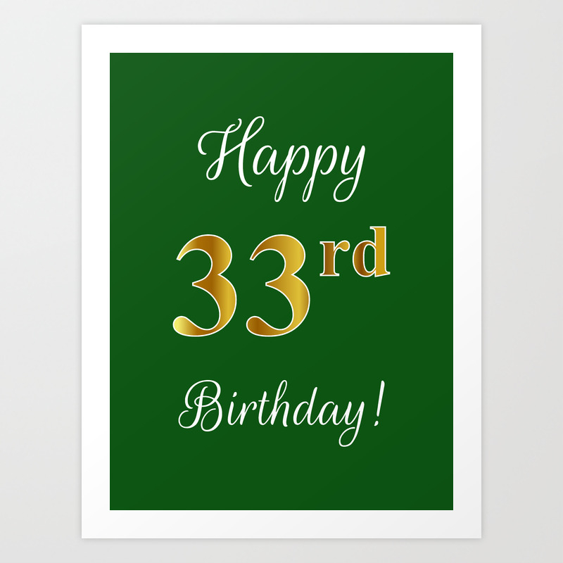 Elegant Happy 33rd Birthday With Faux Imitation Gold Inspired