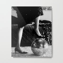 Party like it's 1999; disco ball portrait black and white photograph / photography Metal Print | Retro, Girlsrule, Fashion, Dancer, Photographs, Hollywood, Discoball, Dancing, Black And White, White 