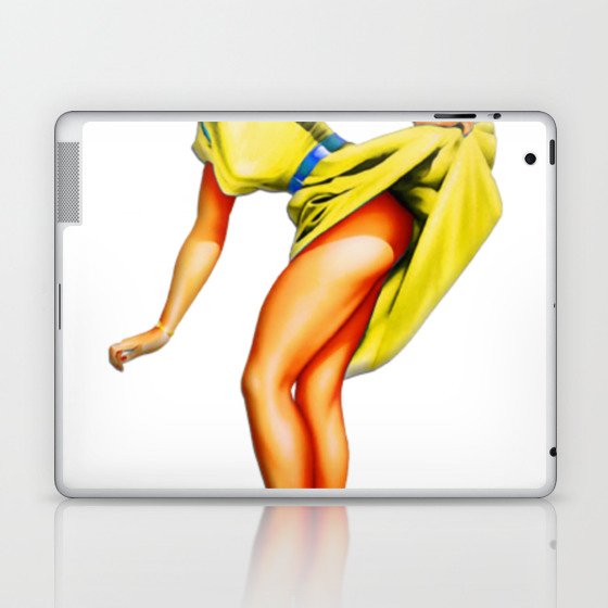 Copy of Sexy Blonde Vintage Pinup In Blue Dress Laptop & iPad Skin