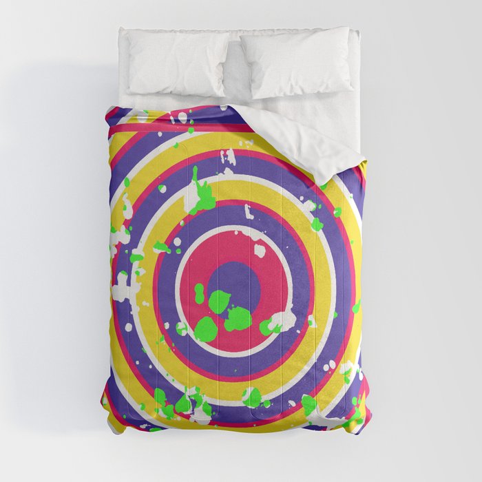 Circle Square Optical Deception Gift Colorful Comforter