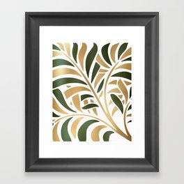 Gold and Green Leaf Decor Framed Art Print
